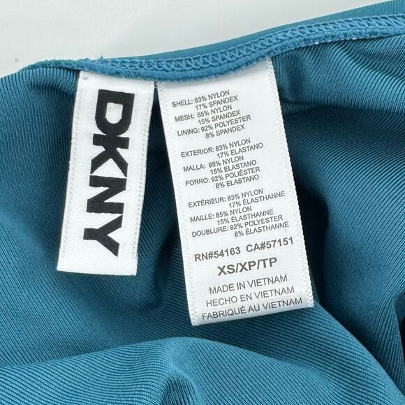 DKNY Ruffled One-Piece Tummy Control Swimsuit Teal XS - Picture 7 of 9